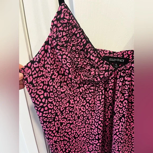 Ellen Tracy Large Black Pink Nighty Coquette Feminine Graphic Print Sleepwear - Picture 3 of 8